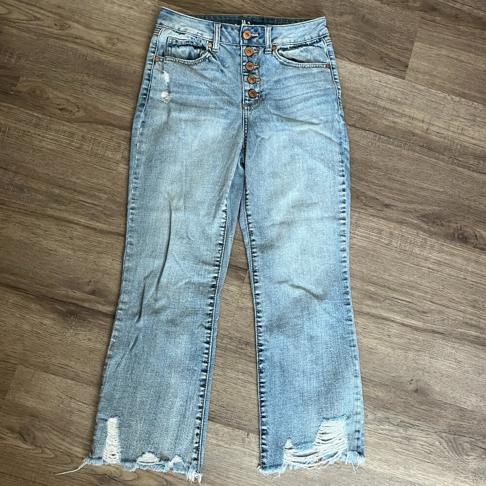 Rewash Cropped Distressed Jeans  3